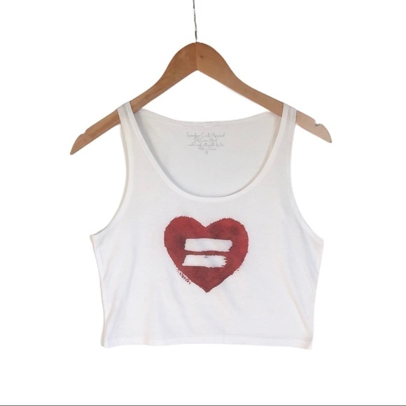 Imperfect Circle Apparel Tops - Equality PRIDE heart white red tank crop top small